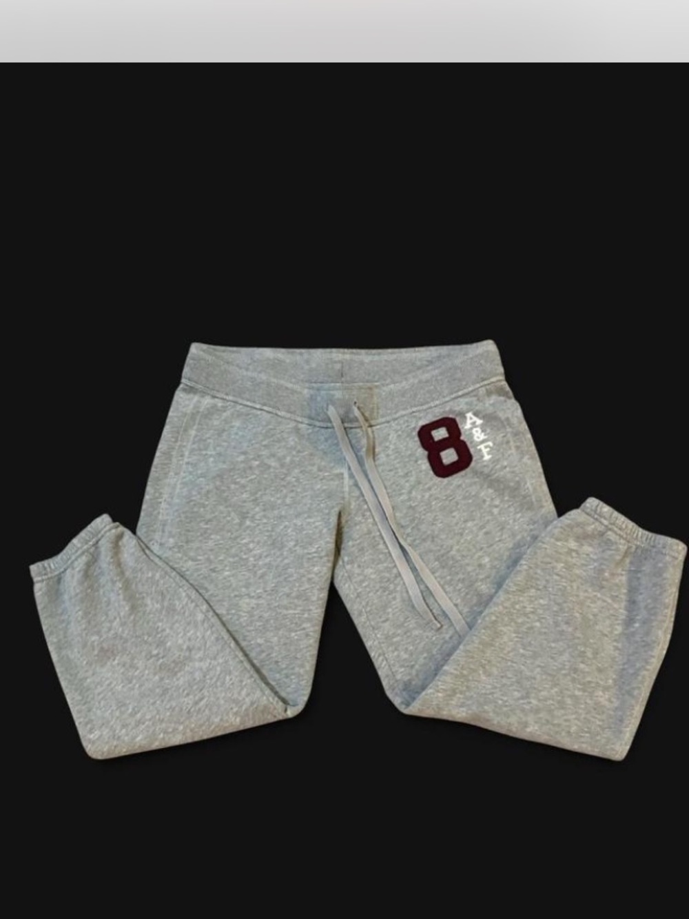 Abercrombie & Fitch Heather Gray Jogger Sweatpants with Maroon '8'
